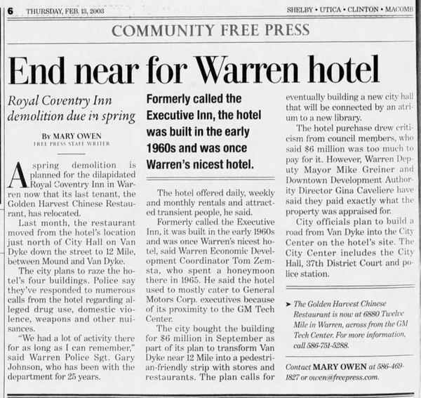 Executive Inn Motel - Feb 2003 - End Was Near (newer photo)